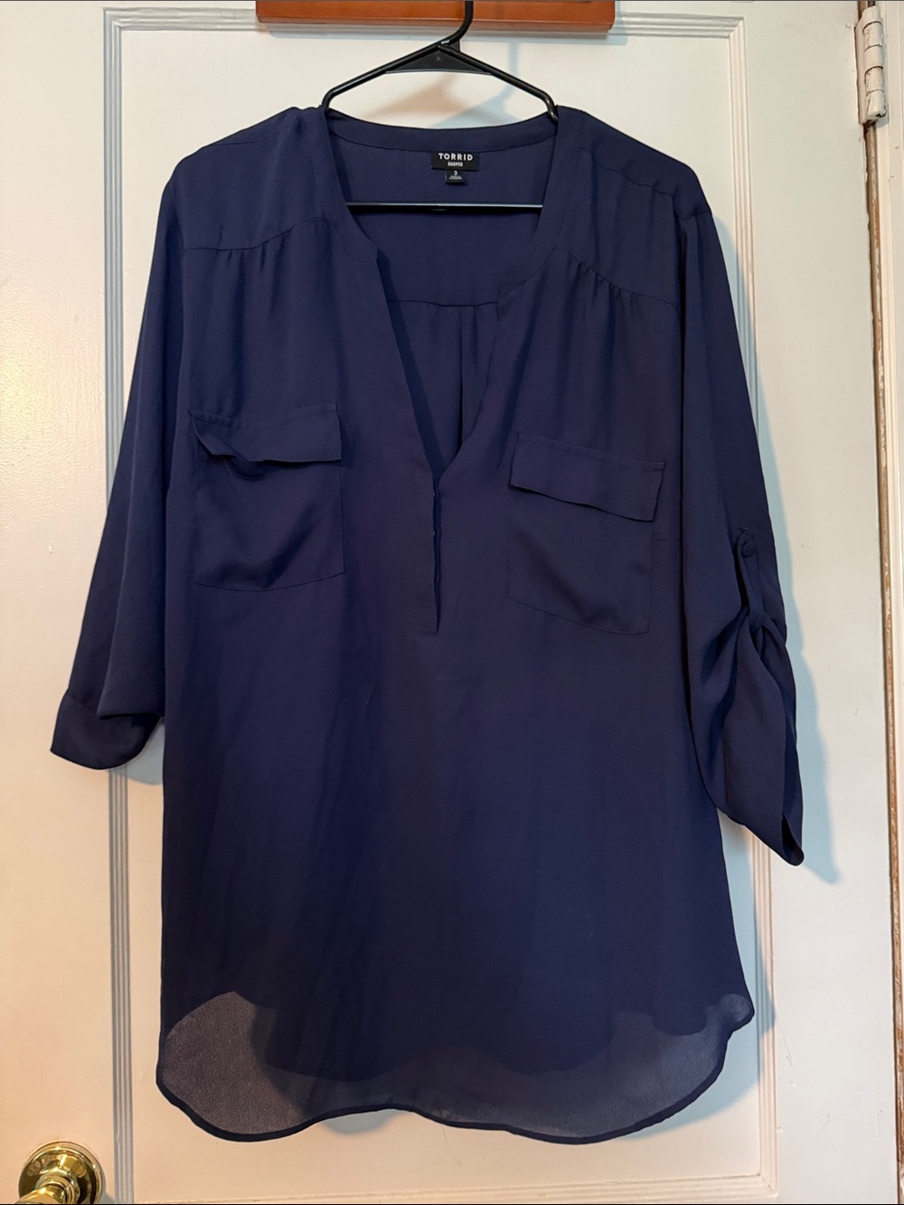 torrid Navy Split-Neck Tunic Blouse
